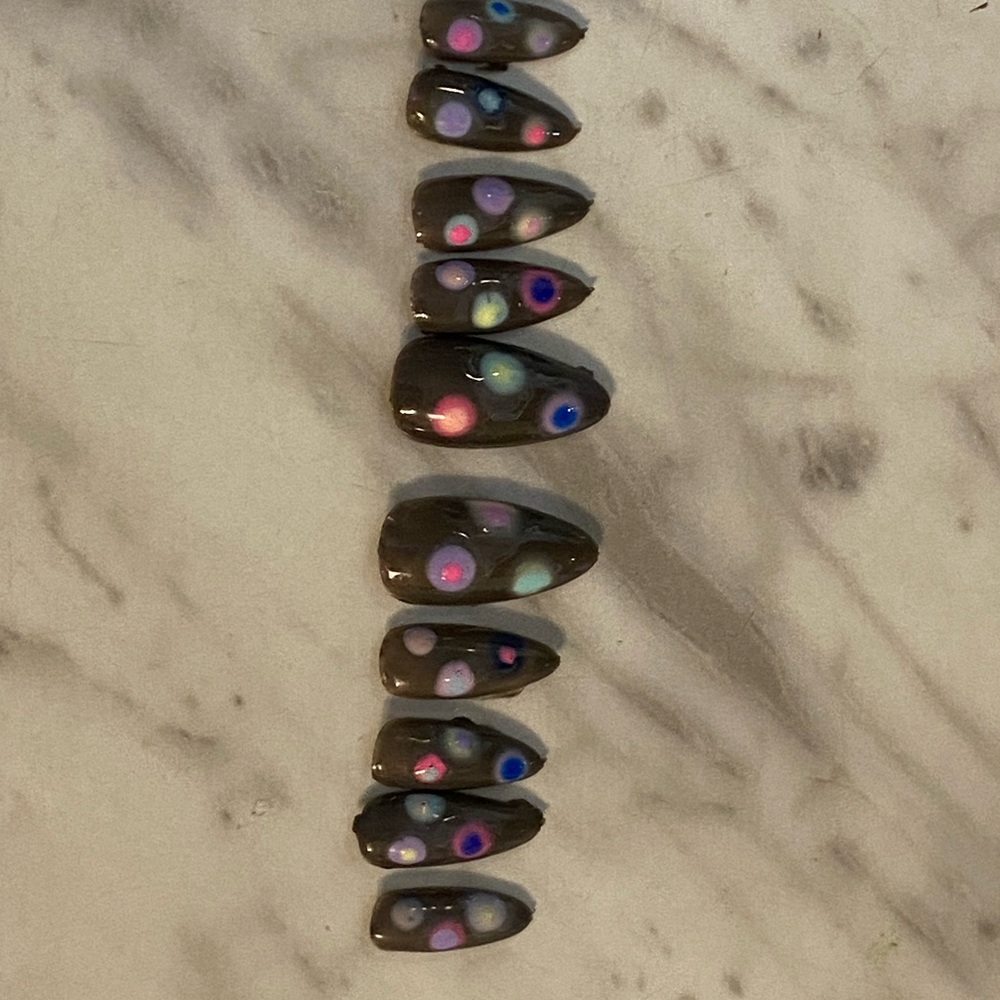 HANDMADE Colorful Dotted Press-On Nails